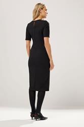 LTS Tall Black Scuba Button Formal Midi Dress | Long Tall Sally 2