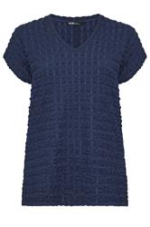 YOURS Curve Navy Blue Bubble Textured T-Shirt
