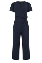 M&Co Petite Navy Blue Cropped Tie Waist Jumpsuit | M&Co 5