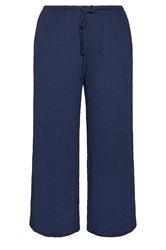EVANS Curve Navy Blue Crinkle Wide Leg Trousers