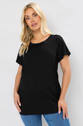 YOURS Plus Size 3 PACK Black Core T-Shirt Essentials Set | Yours Clothing 2