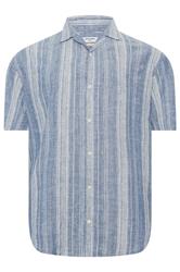 JACK & JONES Big & Tall Navy Blue Linen Blend Resort Shirt