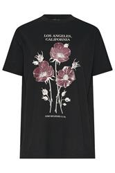 LTS Tall Black Flower Graphic Cotton T-Shirt