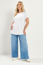 YOURS Plus Size White Basic T-Shirt | Yours Clothing 1