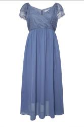 YOURS LONDON Curve Blue Lace Wrap Maxi Dress