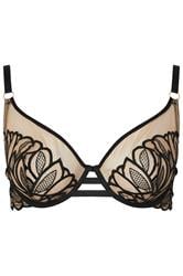 PLAYFUL PROMISES Plus Size Black Floral Embroidered Underwired Bra | Yours Clothing 5