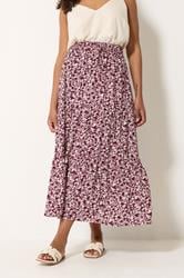 M&Co Purple Ditsy Floral Crinkle Maxi Skirt | M&Co 2