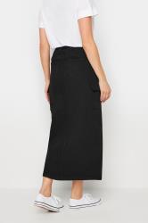LTS Tall Black Wash Cargo Cotton Denim Maxi Skirt | Long Tall Sally 4