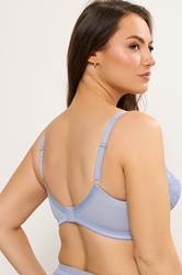 YOURS Plus Size Blue Hi Shine Lace Non-Padded Non-Wired Full Cup Bra | Yours Clothing 2
