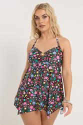 YOURS Plus Size Black Shell Print Tankini Top | Yours Clothing 2