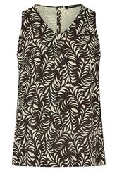EVANS Curve Brown Leaf Print Linen Vest Top
