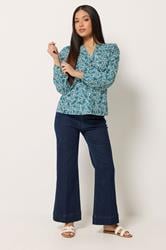 M&Co Petite Blue Ditsy Floral Cotton Blouse | M&Co 1