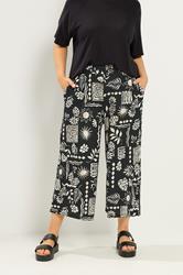 YOURS Plus Size Black Floral Print Textured Culottes | Yours Clothing 1