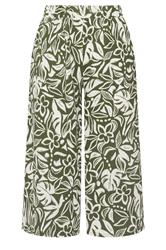 YOURS Plus Size Khaki Green Leaf Print Culottes | Yours Clothing 5
