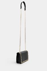 Black Faux Leather Stud Detail Cross Body Bag
