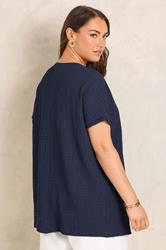 EVANS Plus Size Navy Blue Plisse Pleat Top | Evans 2