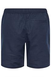 BadRhino Big & Tall Navy Blue Cotton Linen Mix Shorts | BadRhino 9