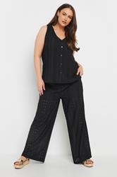 YOURS Plus Size Black Broderie Anglaise Waistcoat | Yours Clothing 1