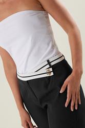 LTS Tall Black Cross Over Contrast Waistband Trousers | Long Tall Sally 5