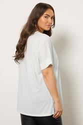 EVANS Plus Size Ivory White Floral Stud Detail Modal Top | Evans 2