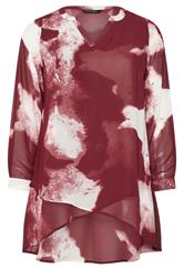 EVANS Curve Red Smudge Print Double Layer Blouse