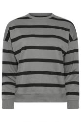 PixieGirl Petite Women's Charcoal Grey Stripe Sweatshirt | PixieGirl 6
