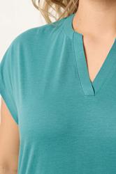 YOURS Plus Size Teal Blue Notch Neck T-Shirt | Yours Clothing 4