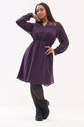 YOURS Plus Size Purple Lace Dobby Midi Dress | Yours Clothing 1