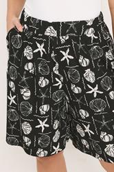 YOURS Plus Size Black Mixed Shell Textured Shorts | Yours Clothing 4