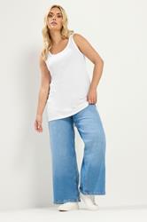 YOURS Plus Size White Basic Vest Top | Yours Clothing 1
