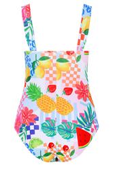YOURS Plus Size Pink & White Mixed Summer Print Swimsuit | Yours Clothing 8