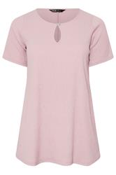 YOURS Curve Light Pink Textured Keyhole Detail Top