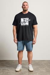 JACK & JONES Big & Tall Black Shape Print T-Shirt | BadRhino 1