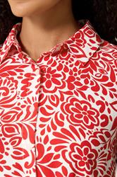 M&Co Red and White Abstract Printed Sleeveless Shirt Dress | M&Co 5