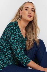 LTS Tall Green Abstract Cotton Henley Top | Long Tall Sally 4