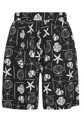 YOURS Curve Black Mixed Shell Textured Shorts