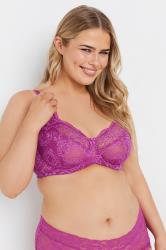YOURS Plus Size Pink Lace Non-Padded Underwired Bra | Yours Clothing 3