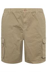 KAM Big & Tall Stone Brown Elastic Waist Cargo Shorts