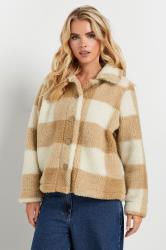 PixieGirl Petite Women's Natural Brown Check Teddy Fleece Jacket | PixieGirl 4