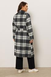 EVANS Plus Size Black & White Check Waterfall Coat | Evans 4