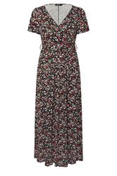 YOURS Plus Size Black Ditsy Floral Maxi Wrap Dress | Yours Clothing 5