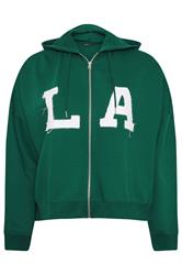 YOURS Plus Size Green 'LA' Zip Hoodie | Yours Clothing 7