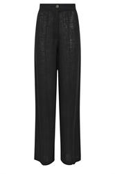 LTS Tall Black Linen Pleated Wide Leg Trousers