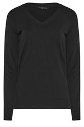 LTS Tall Black Knit V-Neck Jumper