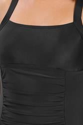 YOURS Plus Size Black Ruched Square Neck Tummy Control Swimsuit | Yours Clothing 6