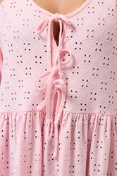 YOURS Plus Size Pink Broderie Anglaise Tie Front Peplum Top | Yours Clothing 5