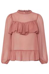PixieGirl Petite Coral Pink Chiffon Frill Blouse