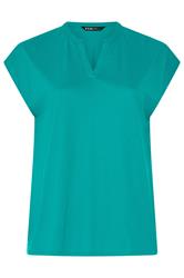 YOURS Curve Blue Notch Neck T-Shirt