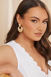 Gold Tone Textured Drop Hoop Earrings | Yours Clothing 1