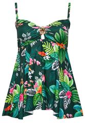 YOURS Plus Size Green Tropical Print Tankini Top | Yours Clothing 9